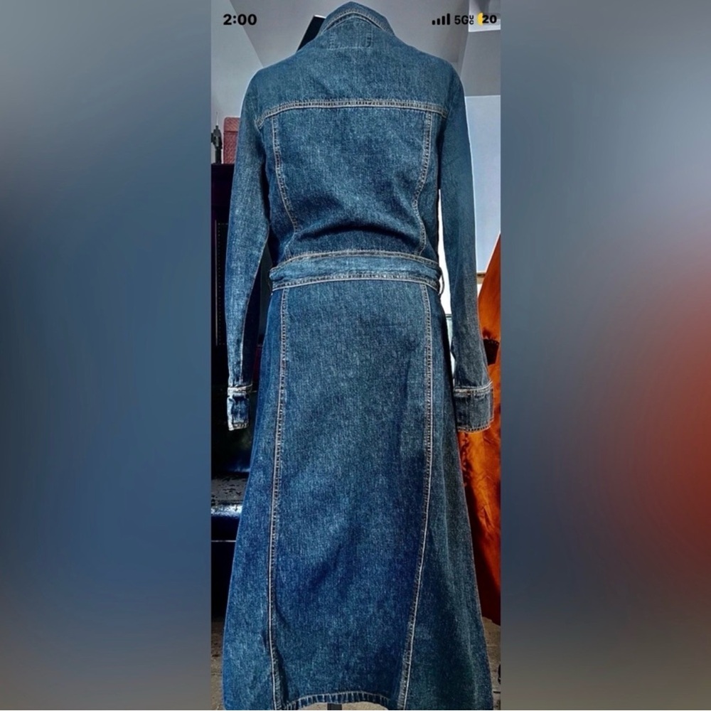 Vintage Rampage Dark blue wash  Denim maxi jacket. Brass logo buttons.medium - Picture 3 of 15